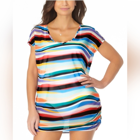 MSRP $78 Anne Cole Plus Mesh Cover-Up Women's Swimsuit Size L / XL F1 - Picture 2 of 12
